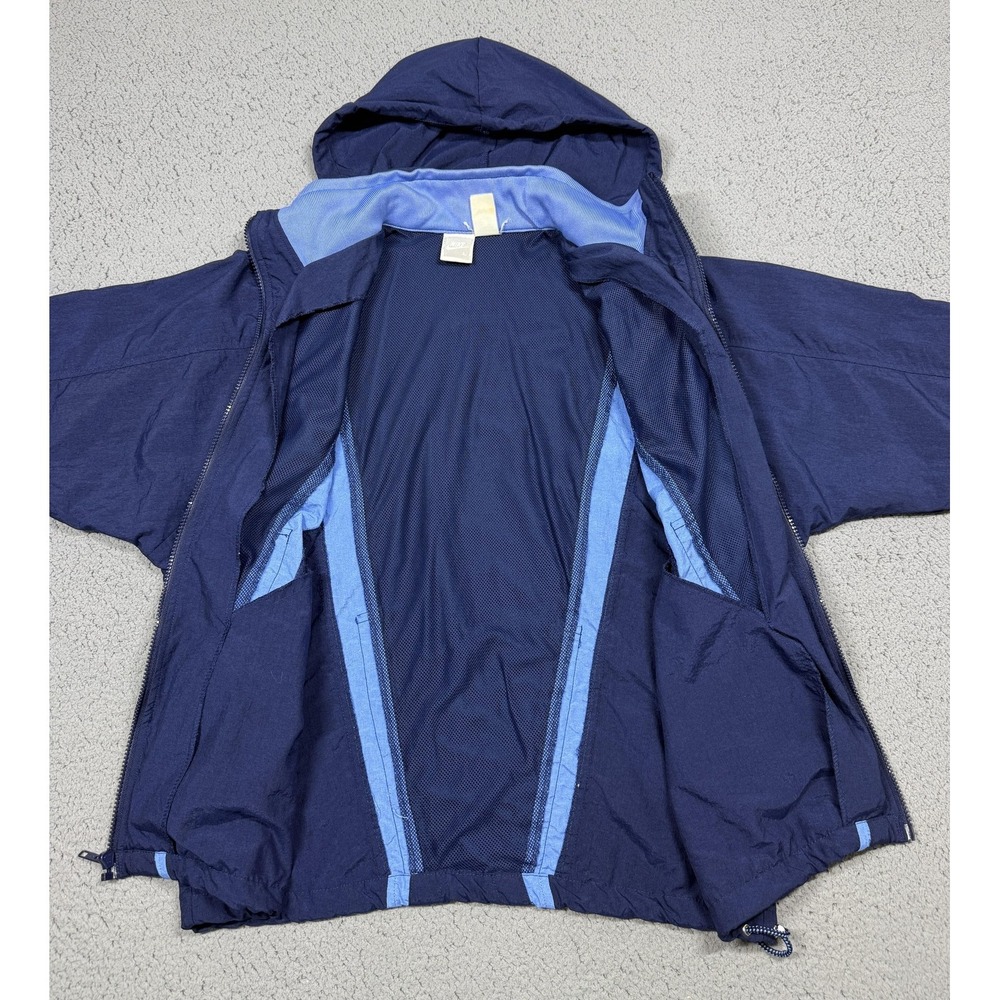 Vintage Nike Jacket Mens Large Blue Hooded Full Zip Windbreaker Colorblock 90s - Picture 4 of 10